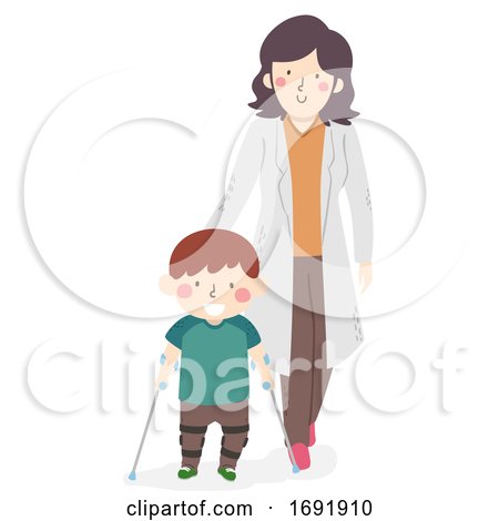 Kid Boy Leg Brace Therapist Illustration by BNP Design Studio