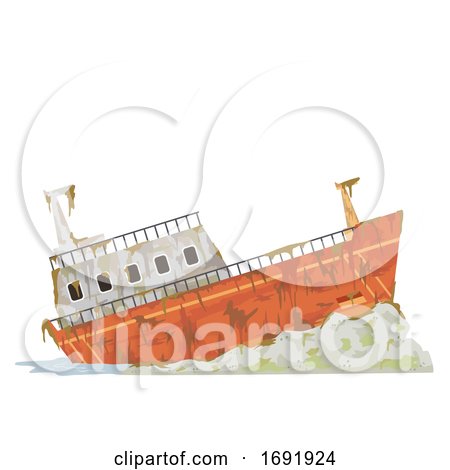 Abandoned Cargo Ship Illustration by BNP Design Studio