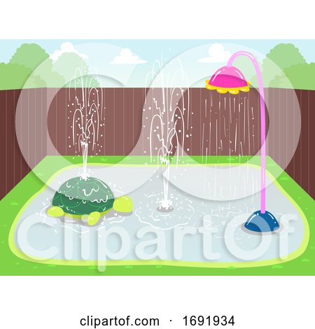Splash Pads Backyard Illustration by BNP Design Studio