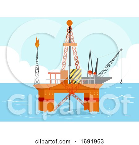 Oil Gas Platform Drilling Illustration by BNP Design Studio