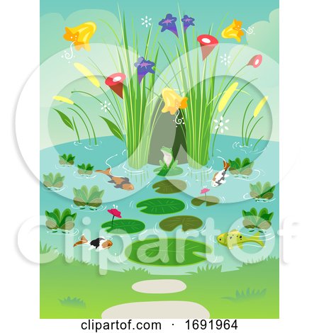 Pond Plants Animals Illustration by BNP Design Studio