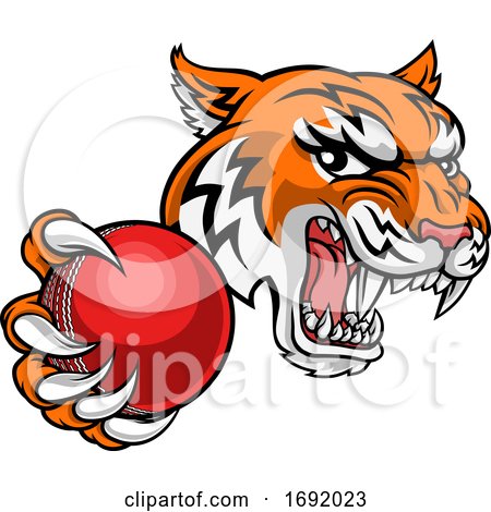 Tiger Cricket Player Animal Sports Mascot by AtStockIllustration