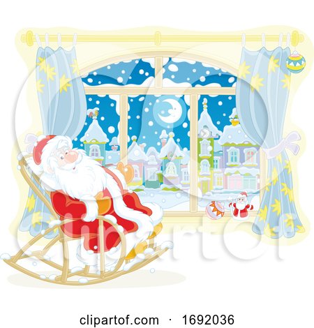 Santa Claus Sitting in a Rocking Chair by a Window by Alex Bannykh