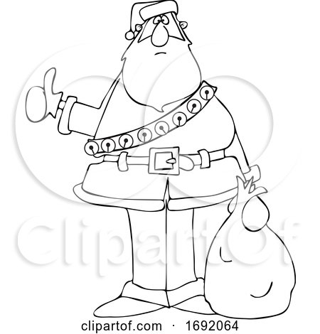 Cartoon Lineart Santa Hitchhiking on Christmas by djart