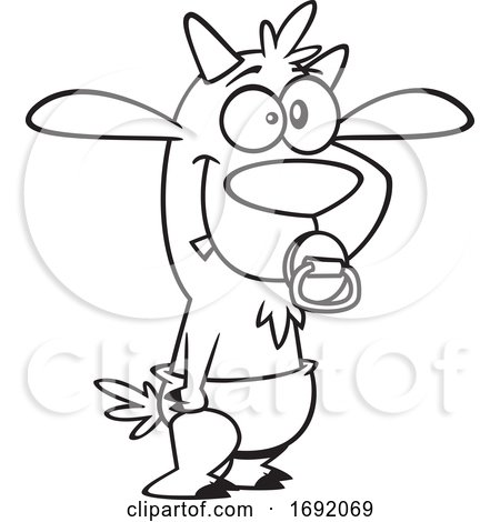 Cartoon Lineart Baby Goat by toonaday