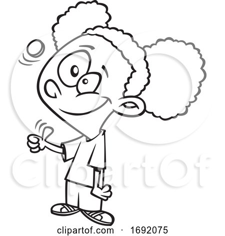 Cartoon Lineart Black Girl Flipping a Coin by toonaday