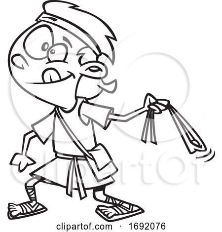 Cartoon Lineart of David Slinging a Stone by toonaday