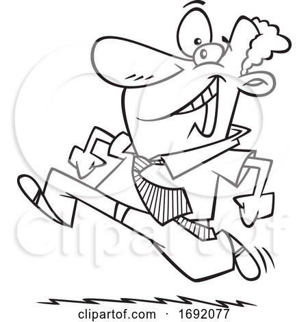 Cartoon Lineart Eager Businessman Running by toonaday