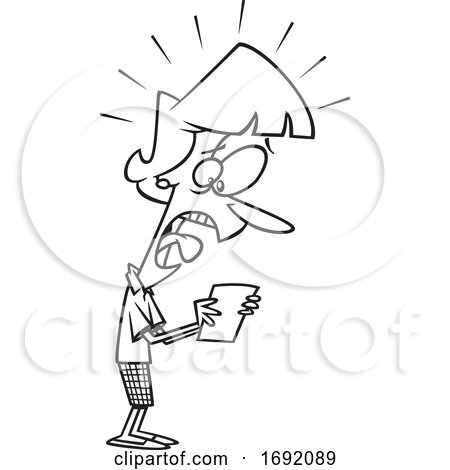 Cartoon Lineart Woman Freaking out over a Utility Bill by toonaday