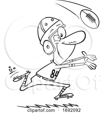 Cartoon Lineart Vintage Football Player by toonaday