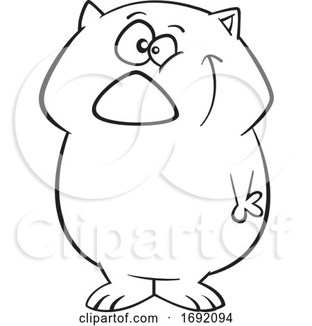 Cartoon Lineart Cute Wombat by toonaday