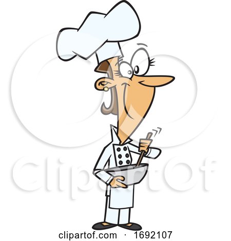 Cartoon Female Chef Mixing Ingredients by toonaday