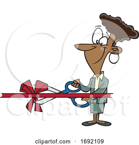 Cartoon Woman Performing a Ribbon Cutting Ceremony by toonaday