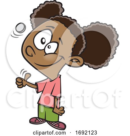 Cartoon Black Girl Flipping a Coin by toonaday