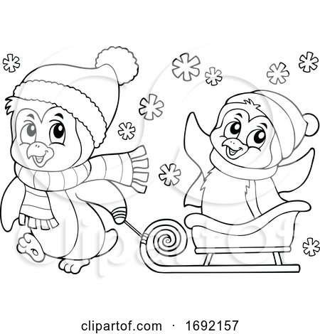 Christmas Penguins with a Sled by visekart