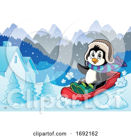 Christmas Penguin Sledding by visekart