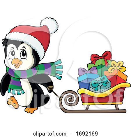Christmas Penguin with a Sled by visekart