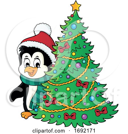 Christmas Penguin with a Tree by visekart