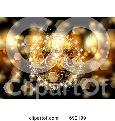 Happy New Year Background with Bokeh Lights and Snowflakes 2611 by KJ Pargeter