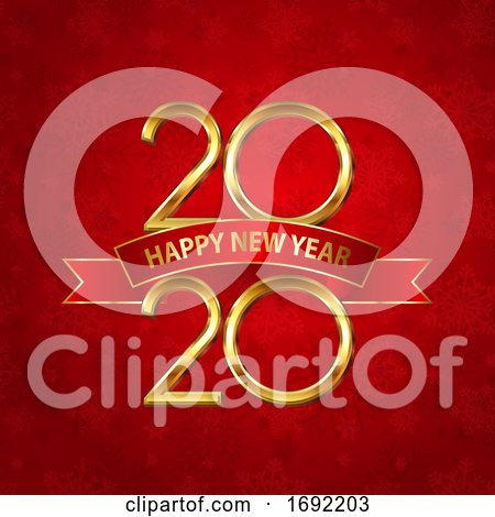 Happy New Year Background with Gold Numbers and Red Ribbon by KJ Pargeter