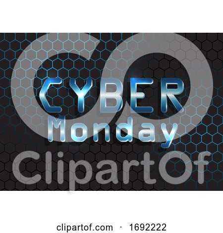 Cyber Monday Background with Metallic Text on Hexagonal Pattern by KJ Pargeter