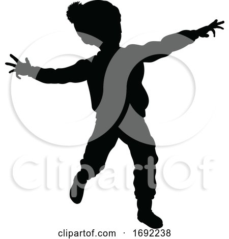 Silhouette Child Kid in Christmas Winter Clothing by AtStockIllustration