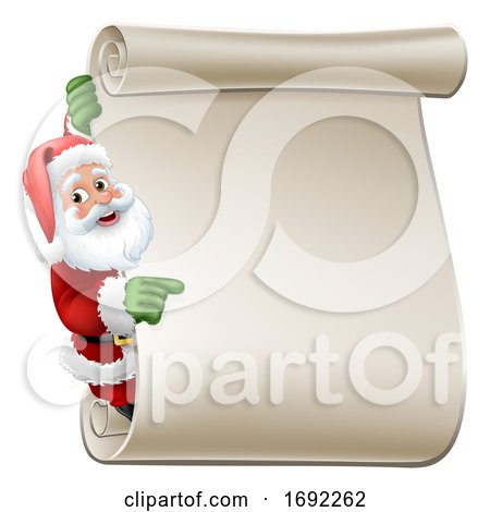 Santa Claus Scroll Sign Christmas Cartoon by AtStockIllustration