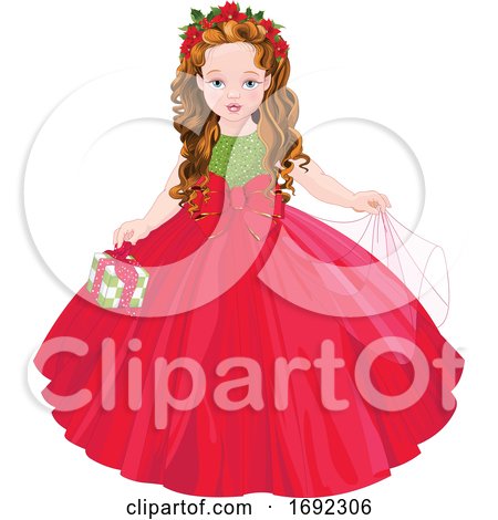 Beautiful Christmas Girl in a Gown by Pushkin