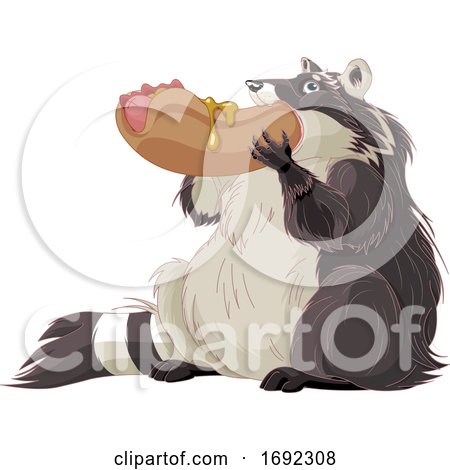 Fat Raccoon Eating a Hot Dog by Pushkin