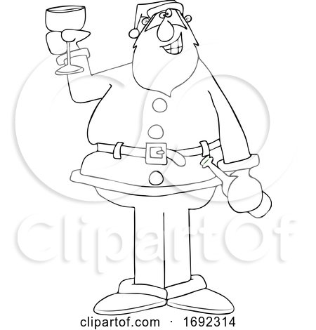 Cartoon Black and White Santa Giving a Christmas Toast by djart