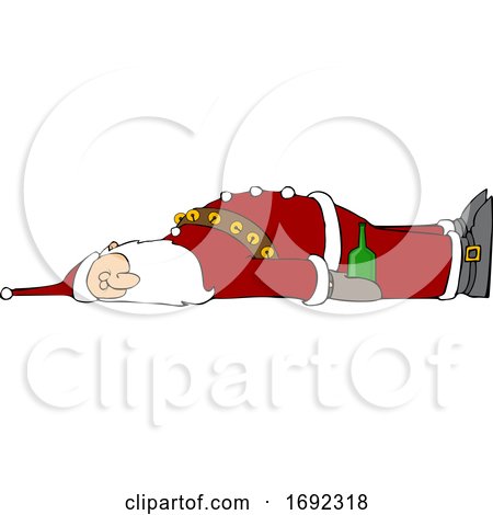 Cartoon Drunk Santa Laying down by djart