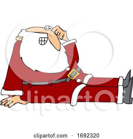 Cartoon Santa Sitting on the Floor by djart