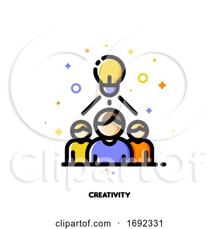 Icon with Business Team and Light Bulb As Creative Idea Symbol for Creativity Concept by elena
