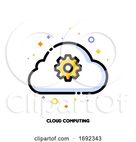 Icon of Cloud and Gear for Cloud Data Technology Solutions Concept by elena