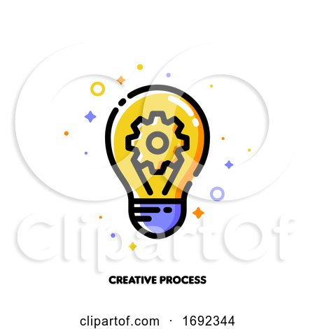 Icon of Gear and Light Bulb As Innovative Idea Symbol for Creative Business Process Concept by elena