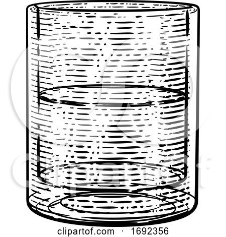 Drinks Glass in a Woodcut Etching Engraved Style by AtStockIllustration