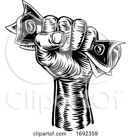 Fist Hand Holding Cash Money by AtStockIllustration
