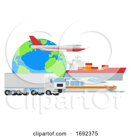 Logistic Transport Globe Cargo Freight Concept by AtStockIllustration