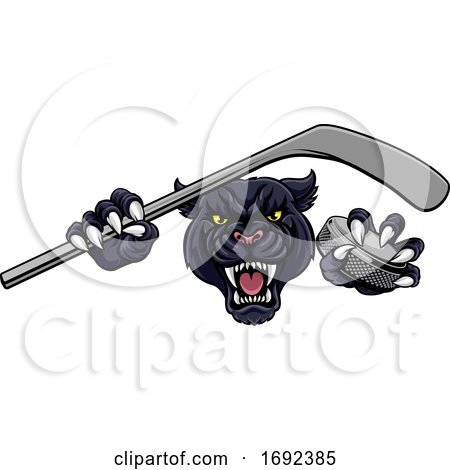 Panther Ice Hockey Player Animal Sports Mascot by AtStockIllustration