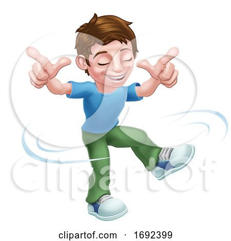 Boy Kid Cartoon Child Character Dancing by AtStockIllustration