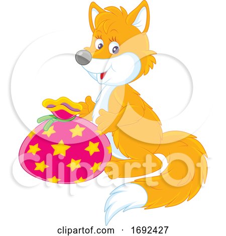 Cute Fox with a Gift by Alex Bannykh