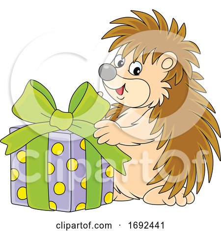 Cute Hedgehog with a Gift by Alex Bannykh