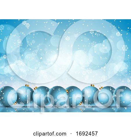 Christmas Baubles on a Snowflake Background by KJ Pargeter