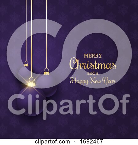 Elegant Christmas Background with Hanging Purple Baubles by KJ Pargeter