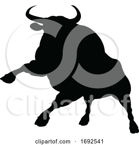 Silhouette Charging Bull by AtStockIllustration