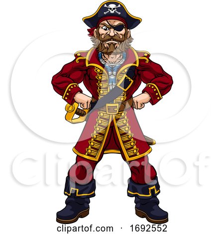 Pirate Captain Cartoon Character Mascot by AtStockIllustration