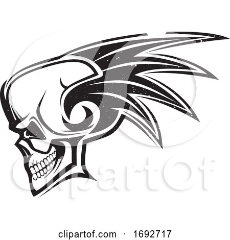 Skull with a Mohawk and Distress Style by Vector Tradition SM