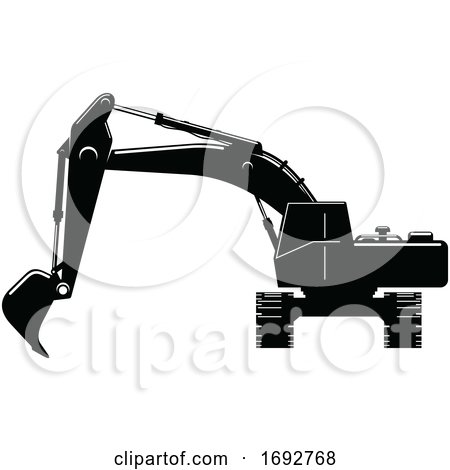 black and white backhoe clipart