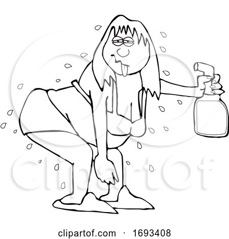 Cartoon Woman Spraying Herself down During a Hot Flash by djart