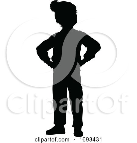 Silhouette Kid Child in Winter Christmas Clothing by AtStockIllustration
